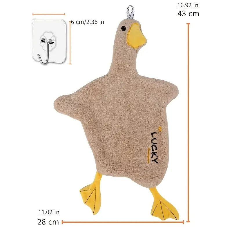 Cute Duck Hand Towel with Seamless Hook 1pc