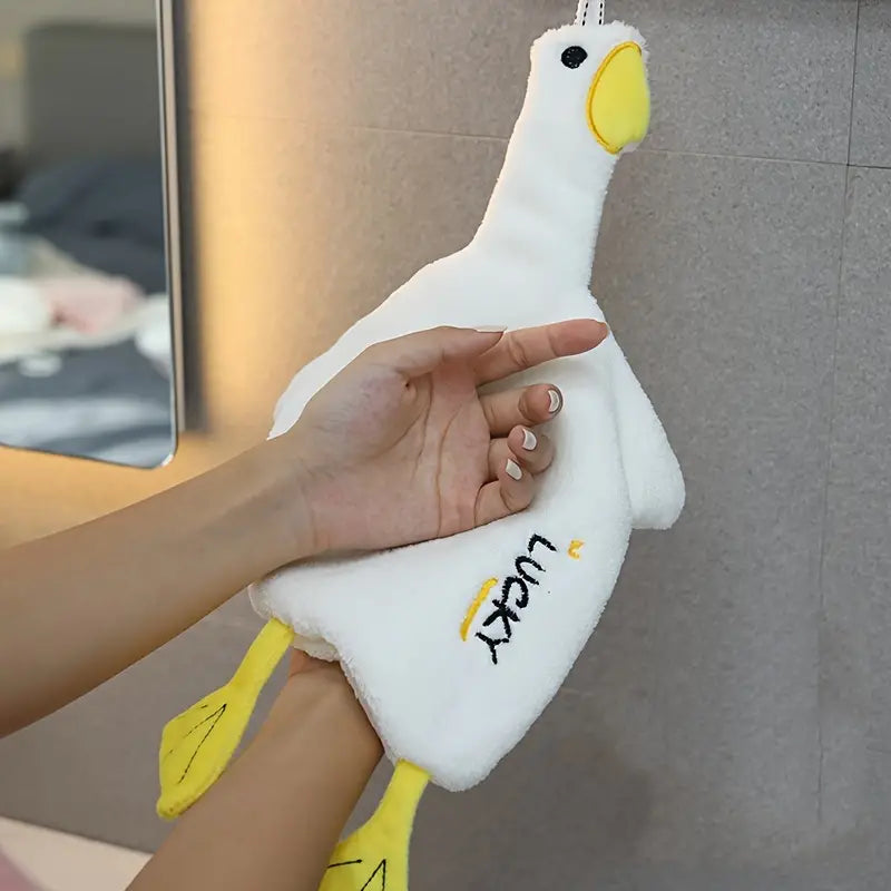 Cute Duck Hand Towel with Seamless Hook 1pc