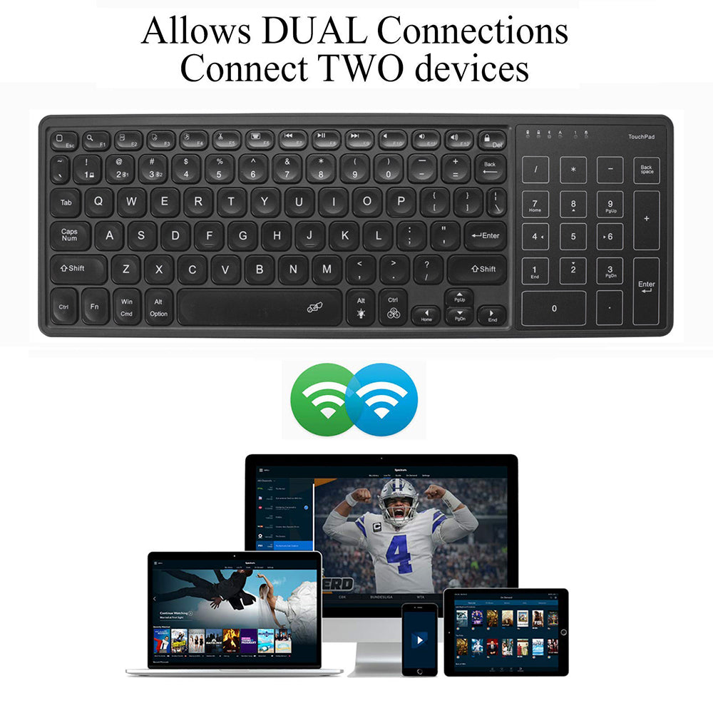 Slimline Backlit Bluetooth Keyboard with Touchpad