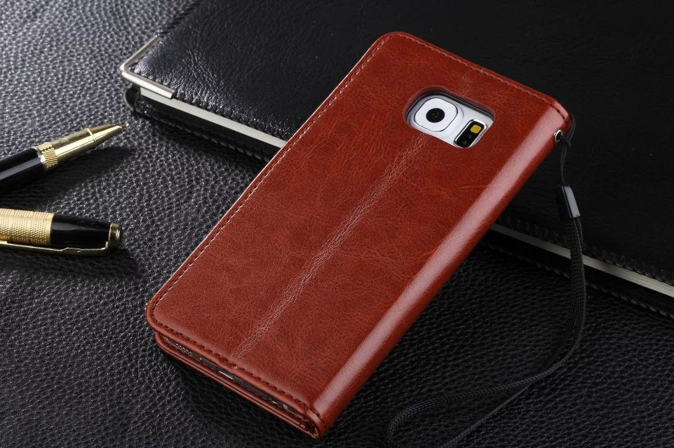 Elegant Leather Lanyard Case for Samsung S6