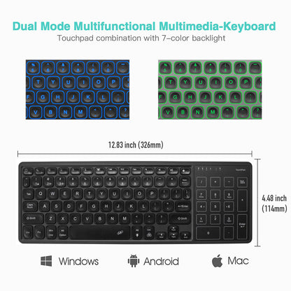 Slimline Backlit Bluetooth Keyboard with Touchpad