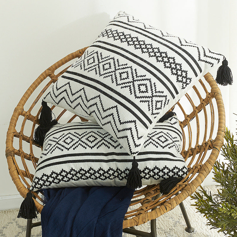 Funda de Almohada Decorativa con Borlas