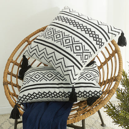 Funda de Almohada Decorativa con Borlas