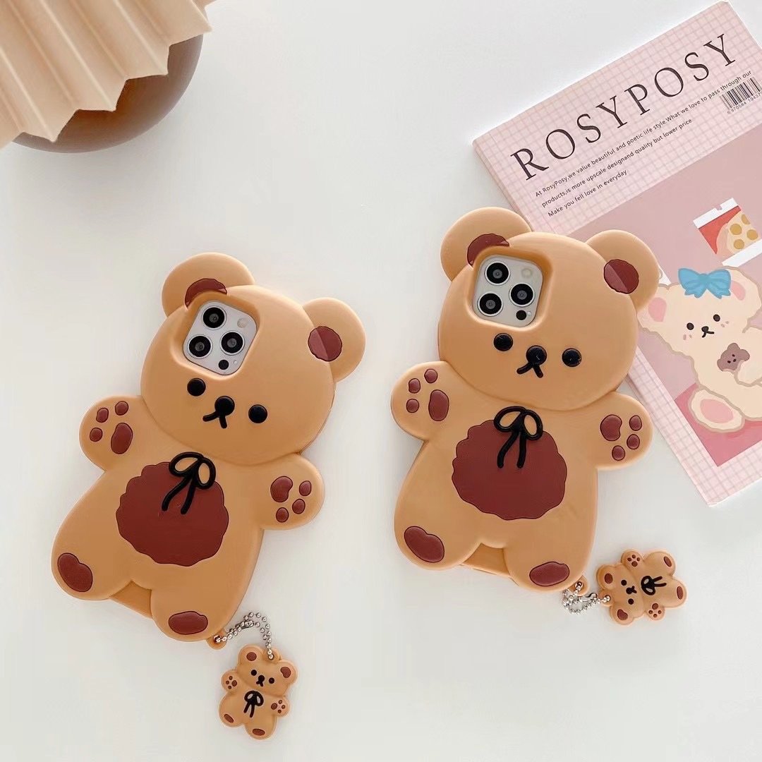 Charming Teddy Bear Silicone Phone Cover