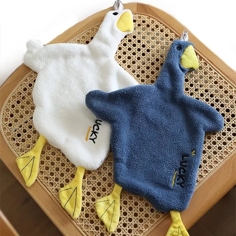 Cute Duck Hand Towel with Seamless Hook 1pc